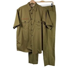 Boy Scouts of America 60s Uniform Blank Shirt‎ & Pants Khaki Cotton Poly Mens M